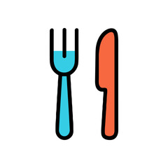 Colorful fork and knife icon. Icon symbol illustration