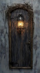 Fototapeta premium Illuminated Vintage Portal: Atmospheric Entrance with Rustic and Mystical Charm
