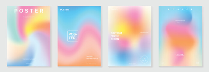 Modern gradient poster background vector set. Cover template with vibrant gradient mesh. Ideal design for social media, cover, banner, flyer. 