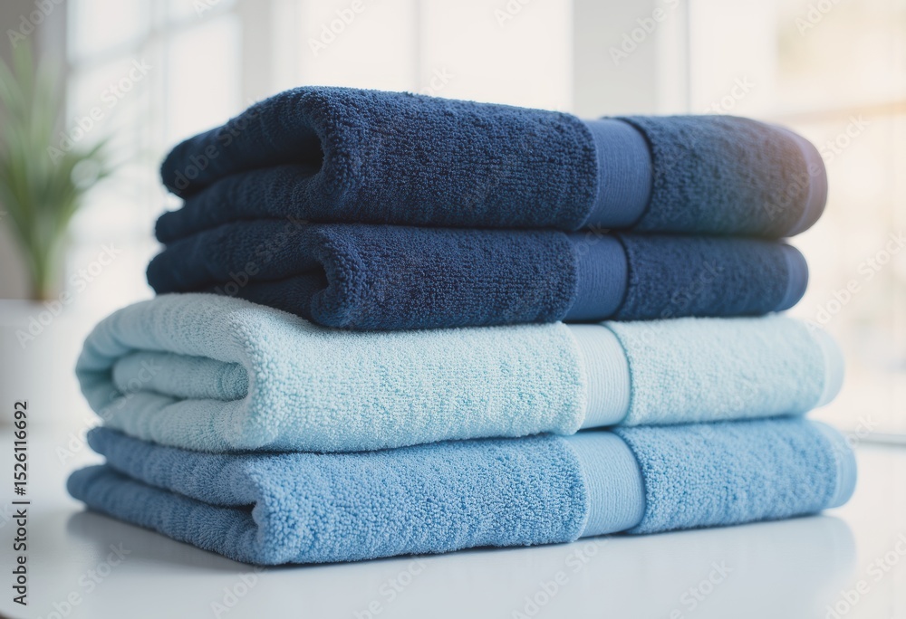Aufkleber stack of folded towels with a subtle color gradation from dark to light