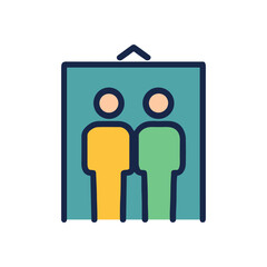 Modern graphic representation of elevator. Icon symbol illustration