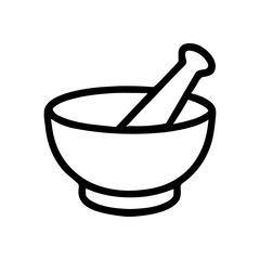 Mortar and pestle tool outline. Icon symbol illustration
