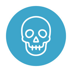 Skull icon on blue circle. Icon symbol illustration
