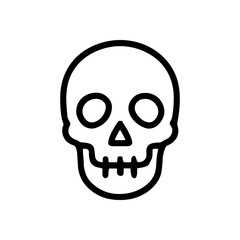 Spooky skull stares blankly ahead. Icon symbol illustration