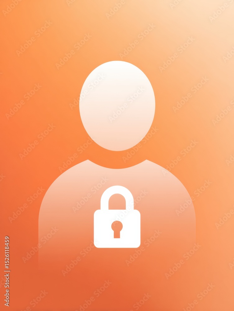 Fototapete User Avatar With Facial Recognition Lock Overlay Indicating Secure Access to Profile Settings