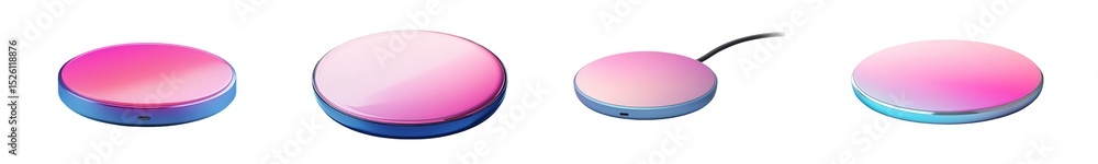 Fototapete set of multicolored circular objects with gradient color transitions. isolated on transparent backgr
