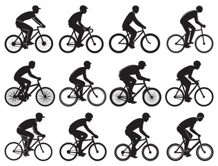 Fototapeta premium BICYCLE RIDER ICONS SILHOUETTE