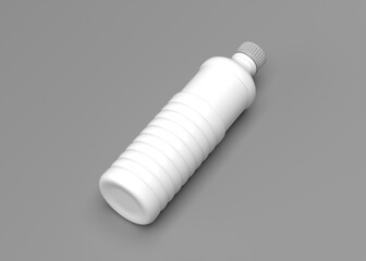 White Plastic Bottle Mockup on Gray Background
