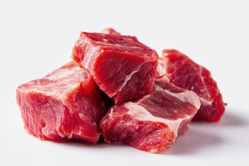 Fototapeta premium Fresh diced raw beef cubes ready cooking