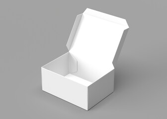Open White Cardboard Box Mockup on Gray Background