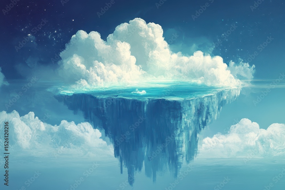Aufkleber exploring the realms of cloud security within a fantasy landscape featuring floating platforms and d