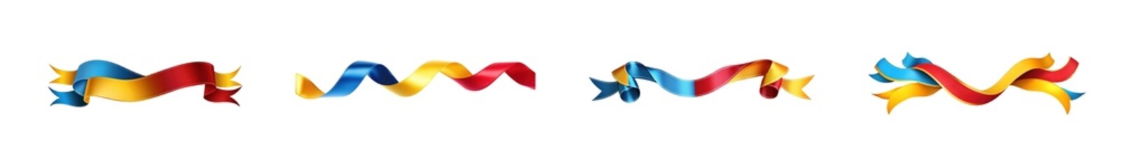 Obraz premium set of Multicolored ribbons in a flowing design. isolated on transparent background