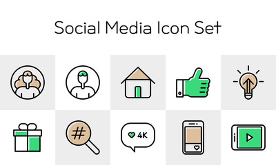 팔로우부터 좋아요까지 소셜미디어 라인 아이콘 세트 - Social Media Line Icon Set from Follow to Like
