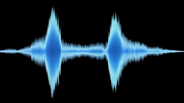 Abstract blue sound wave form on black background