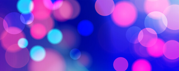 Bright bokeh lights. Vibrant blur light effect. Abstract blurred background. Blue and red colors. Vector illustration.