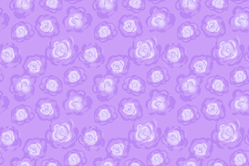 Seamless floral vector pattern with hand drawn purple and violet roses on a pastel lavender background. Perfect for fabric, gift wrap, wedding stationery, spring themes, and feminine designs