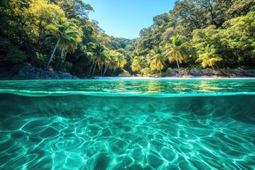 Obraz premium Tropical beach cove with crystal clear water.