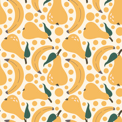 Banana Pear Fruit Vector Seamless Pattern illustration Design