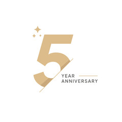 Elegant 5th year anniversary logo design featuring a bold brushstroke number five and modern typography. Perfect for company milestone celebrations, events, or invitations. Ceremony 5th year