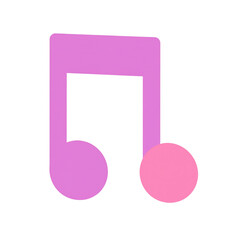 Stylized pink and purple musical note icon on a white background, representing music, sound, and audio concepts with a clean, modern design