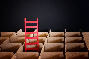 A ladder standing out from a closed labyrinth, marking the way up