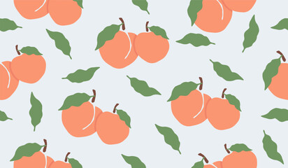 Cute peach fruits pattern background vector design