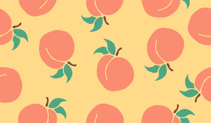 Cute peach fruits pattern background vector design
