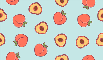 Cute peach fruits pattern background vector design