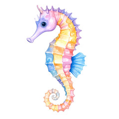 Fototapeta premium Watercolor illustration of colorful Seahorse