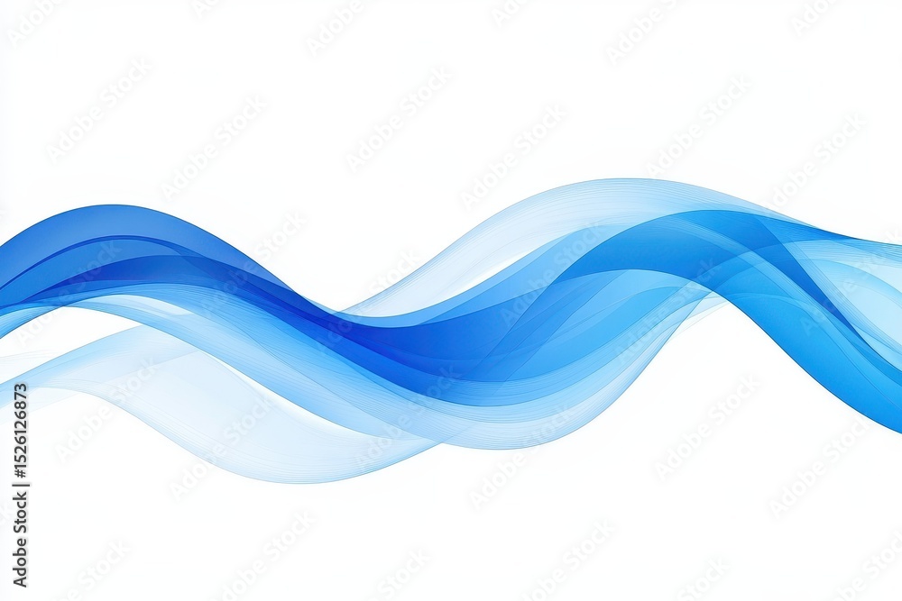 Poster blue abstract smoke waves create a calm and serene visual experience on a white background, represen