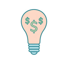 Light bulb icon with dollar signs inside, symbolizing profitable ideas, financial innovation, or money-saving solutions in a simple, minimalistic design