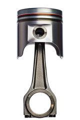 Engine Piston, A close-up of a shiny new automotive engine piston and connecting rod assembly, a key component in an internal combustion engine. AI Generative