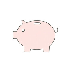 Minimalist illustration of a pink piggy bank with a coin slot, symbolizing savings and financial security