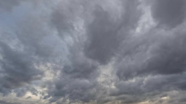 timelapse of the sky of heavy leaden snow or rain clouds