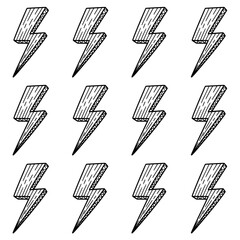 Lightning icon vector seamless pattern. Suitable for digital backgrounds, textiles, packaging or energetic branding.