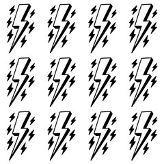 Lightning icon vector seamless pattern. Suitable for digital backgrounds, textiles, packaging or energetic branding.