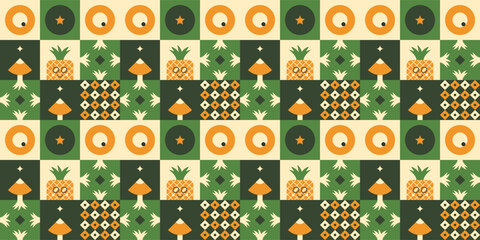 Retro pineapple geometric pattern design.