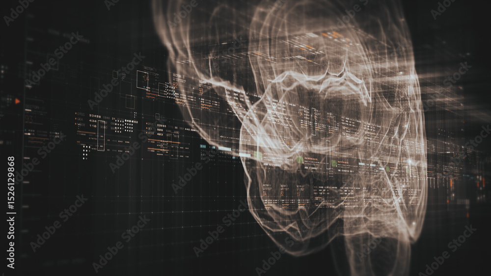 Aufkleber futuristic biomedical concept featuring advanced holographic scanning technology performing detailed