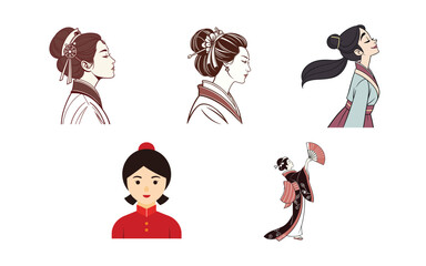vector illustration of chinese woman 