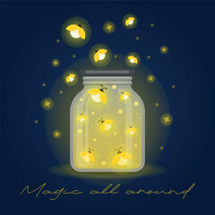Firefly jar. Isolated vector illustration