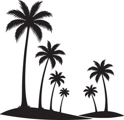 Silhouette of Tropical Palm Trees on an Island