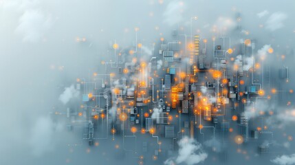 Innovative technology concepts digital landscape abstract art futuristic environment aerial view modern ideation