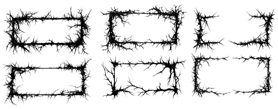 Throne frame border, spiky thorn branch frames for design