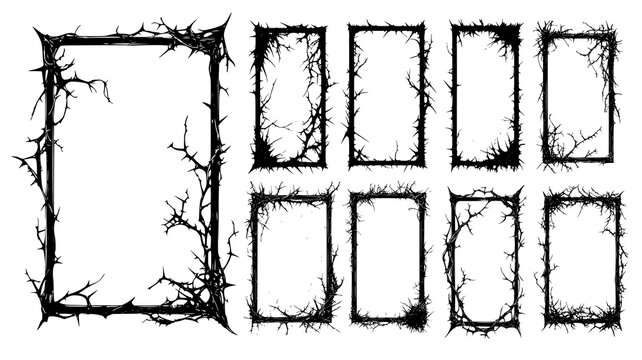 Gothic black thorn branch frames collection