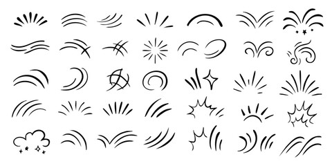 Minimal Sparkle Line Vector Set – Shiny Decorative Stars and Glowing Effects for Design