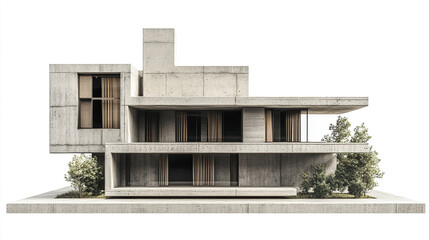 Naklejka premium Modern concrete house design with clean lines and natural elements