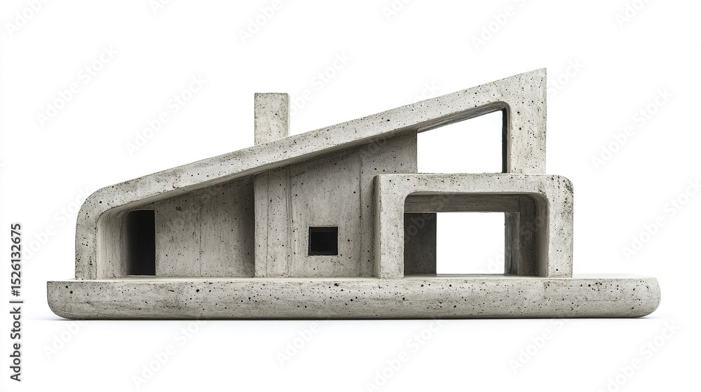 Poster modern concrete house design with unique architectural features and clean lines