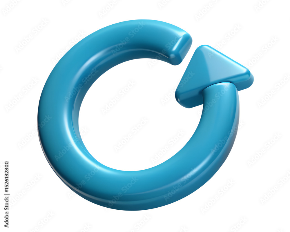 Poster 3d rendered blue refresh or reload icon isolated on a transparent background