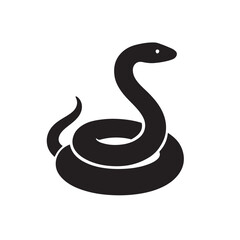 Coiled Snake Silhouette with Raised Head on White Background Image