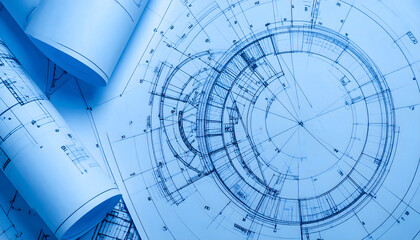 Detailed Architectural Blueprint with Building Design Diagrams and Annotations